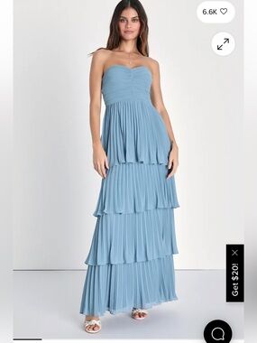 Lulu's Seriously Sensational Light Blue Strapless Tiered Maxi Dress